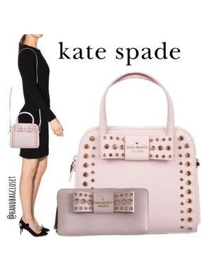 Kate Spade Pink Crystal Davies Merriam Bag and Matchjng Wallet Rare Set